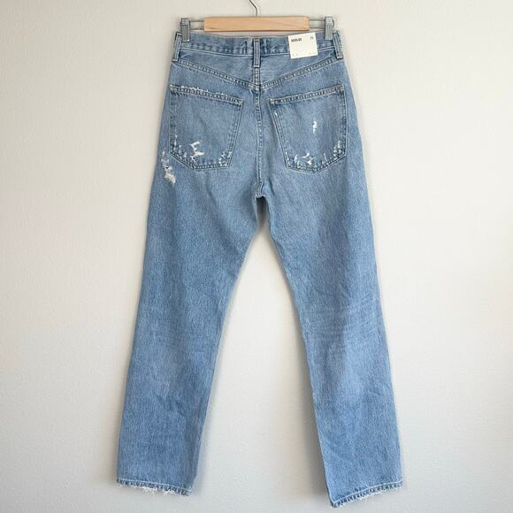 Agolde 90's Jeans in Fallout Distressed Light Wash Straight Leg Size 25 New NWT - Picture 7 of 12